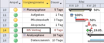 Beispiel-Projektplan mit MS Project