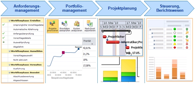 Projektmanagement-Prozessphasen mit MS Project Sever 2010